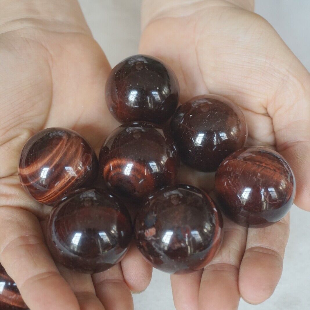 2KG 4.4LB 38Pcs Natural Red Tiger Eye Quartz Crystal Sphere Ball Healing 32-34mm