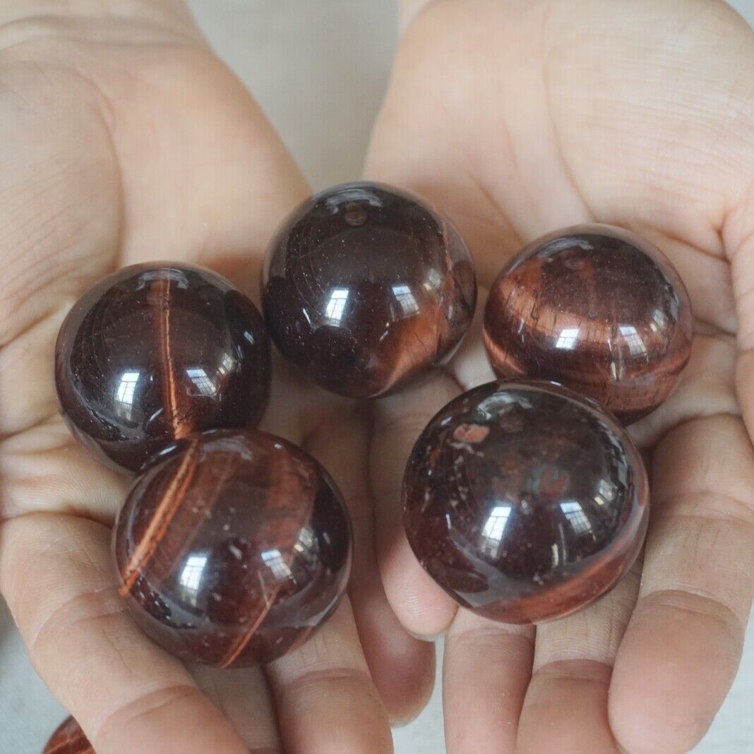 2KG 4.4LB 38Pcs Natural Red Tiger Eye Quartz Crystal Sphere Ball Healing 32-34mm