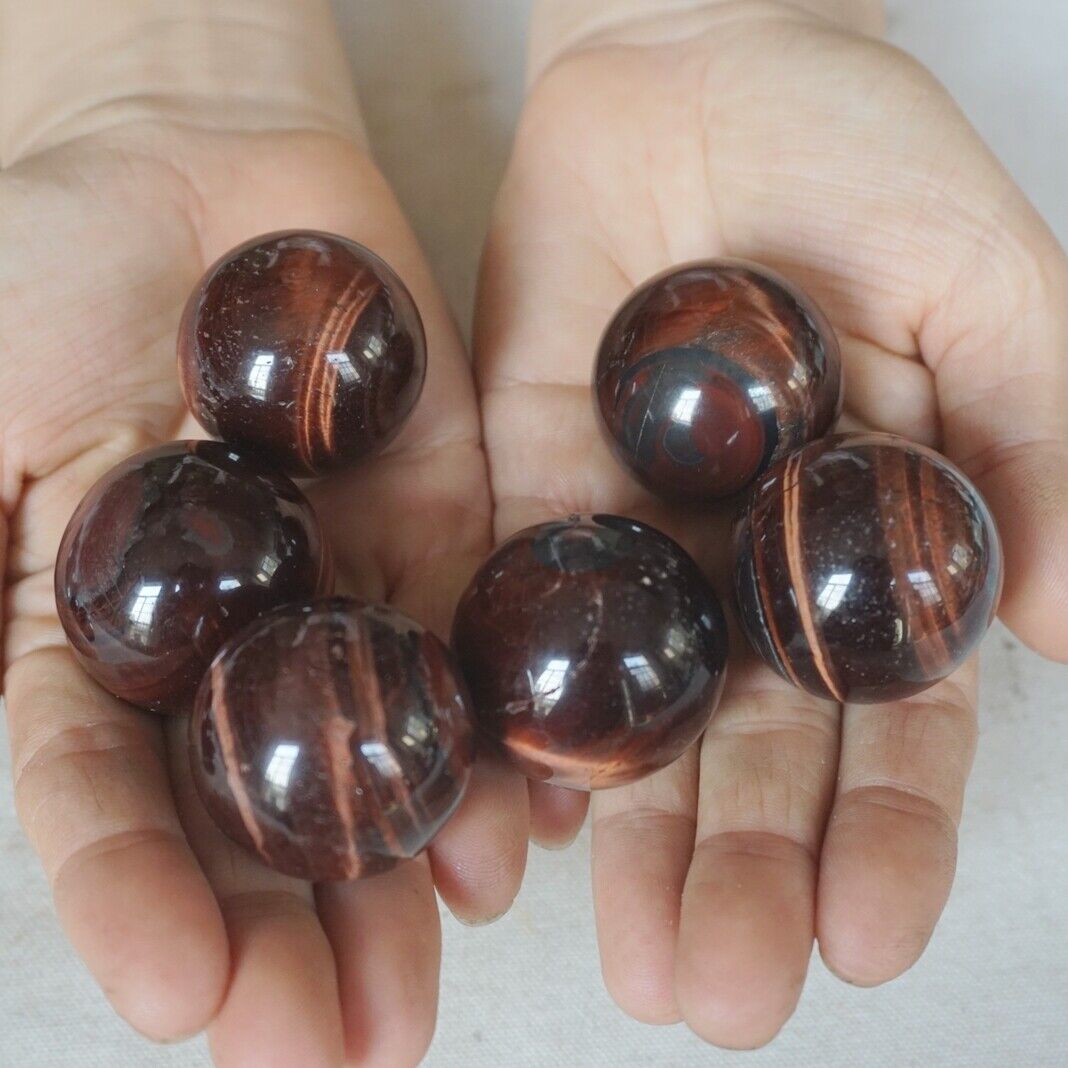 2KG 4.4LB 38Pcs Natural Red Tiger Eye Quartz Crystal Sphere Ball Healing 32-34mm