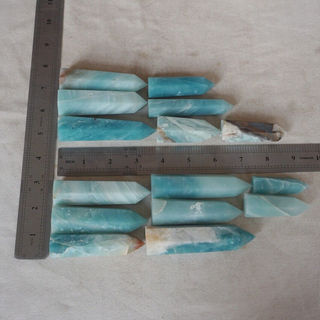 2KG 4.4LB 30Pcs Natural Blue Calcite Quartz Crystal Amazonite Points Tower Healing