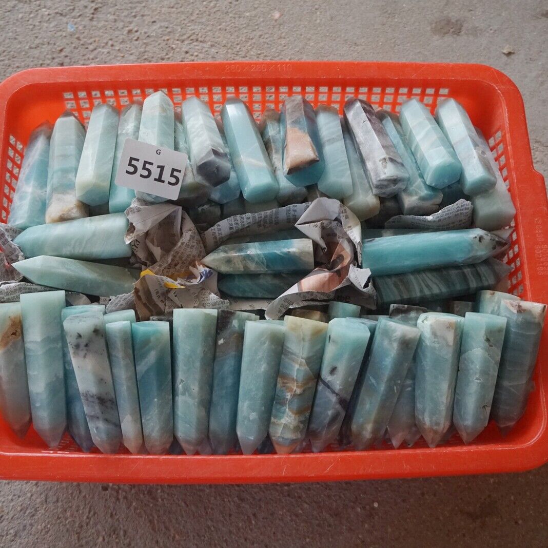 2KG 4.4LB 30Pcs Natural Blue Calcite Quartz Crystal Amazonite Points Tower Healing