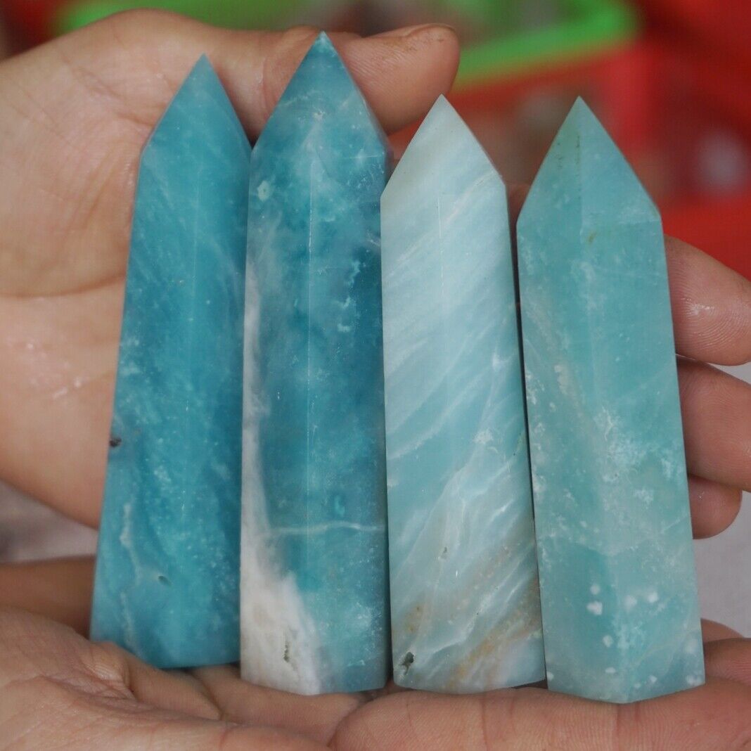 2KG 4.4LB 30Pcs Natural Blue Calcite Quartz Crystal Amazonite Points Tower Healing