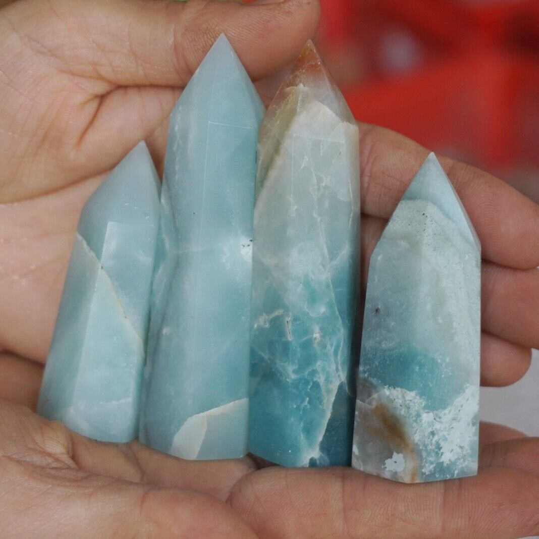 2KG 4.4LB 30Pcs Natural Blue Calcite Quartz Crystal Amazonite Points Tower Healing