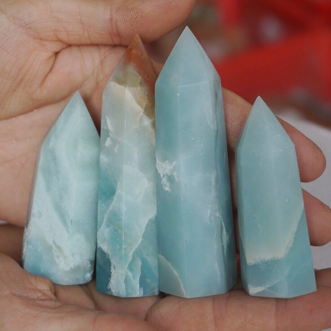 2KG 4.4LB 30Pcs Natural Blue Calcite Quartz Crystal Amazonite Points Tower Healing