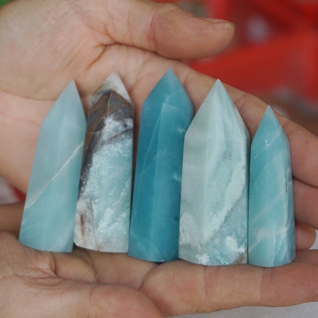 2KG 4.4LB 30Pcs Natural Blue Calcite Quartz Crystal Amazonite Points Tower Healing