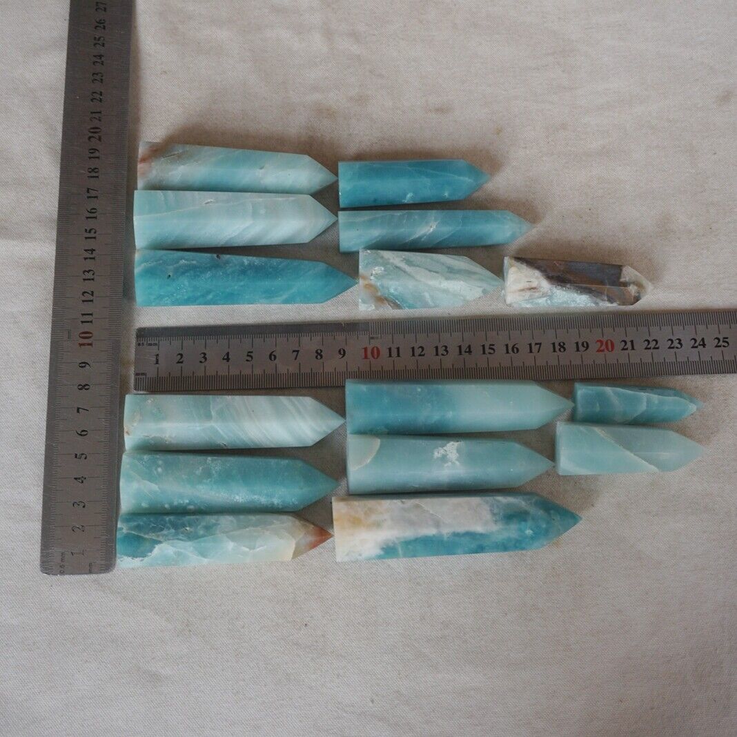 2KG 4.4LB 30Pcs Natural Blue Calcite Quartz Crystal Amazonite Points Tower Healing