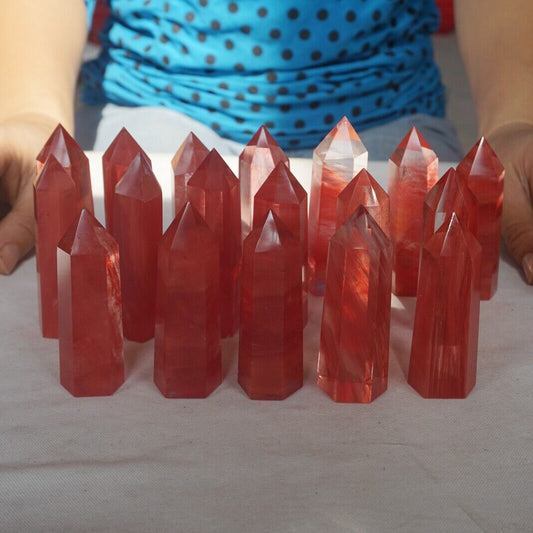 2KG 4.4LB 36Pcs Red Smelt Melting Quartz Crystal Point Tower Polished Healing