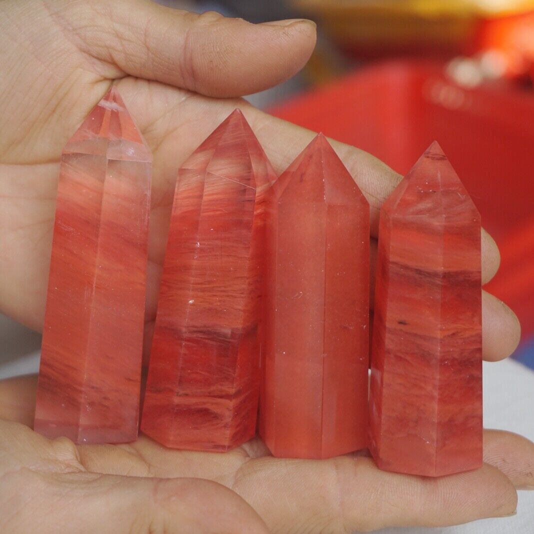 2KG 4.4LB 36Pcs Red Smelt Melting Quartz Crystal Point Tower Polished Healing