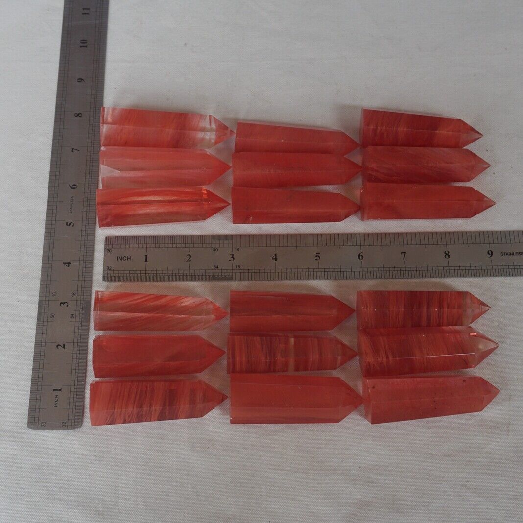 2KG 4.4LB 36Pcs Red Smelt Melting Quartz Crystal Point Tower Polished Healing