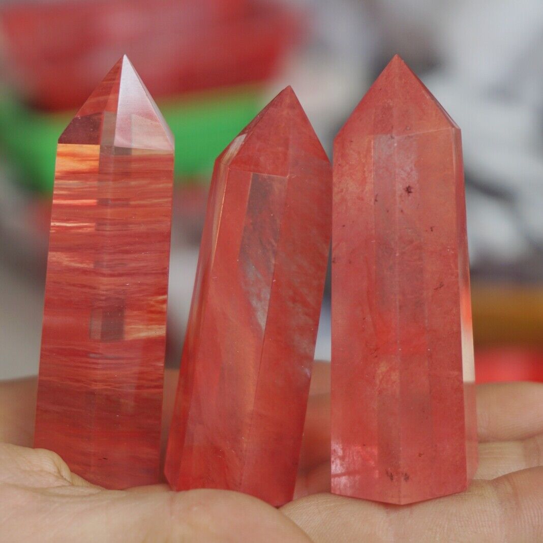 2KG 4.4LB 36Pcs Red Smelt Melting Quartz Crystal Point Tower Polished Healing