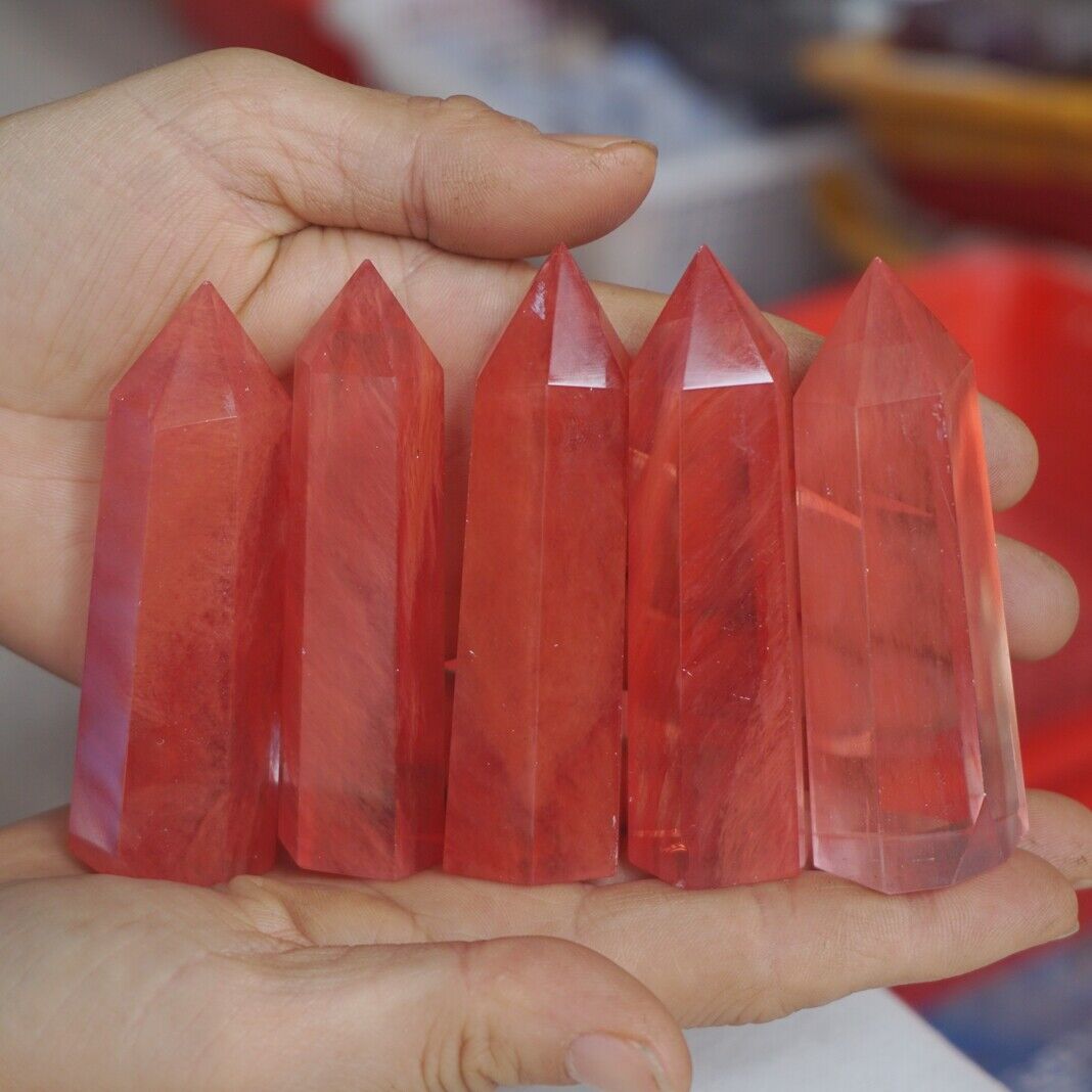 2KG 4.4LB 36Pcs Red Smelt Melting Quartz Crystal Point Tower Polished Healing