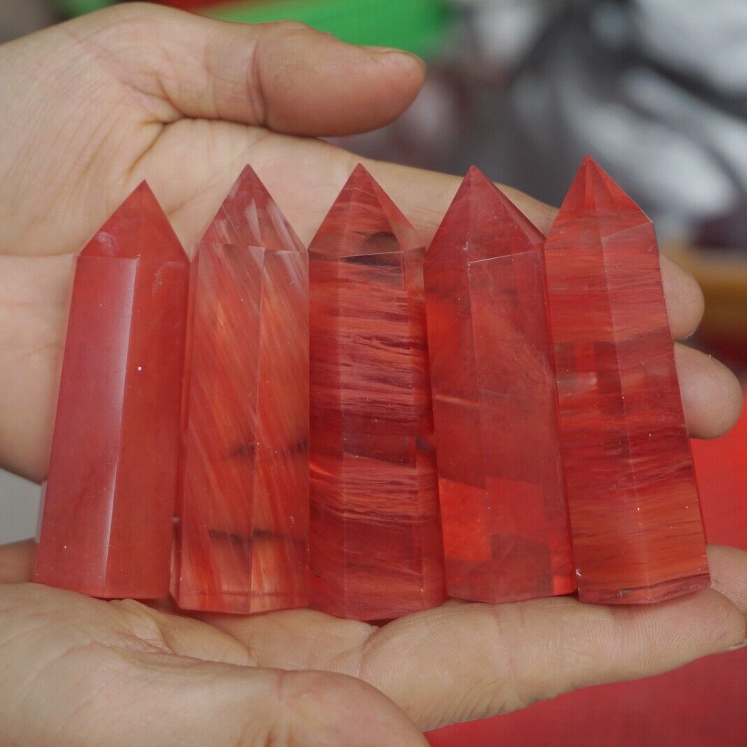 2KG 4.4LB 36Pcs Red Smelt Melting Quartz Crystal Point Tower Polished Healing