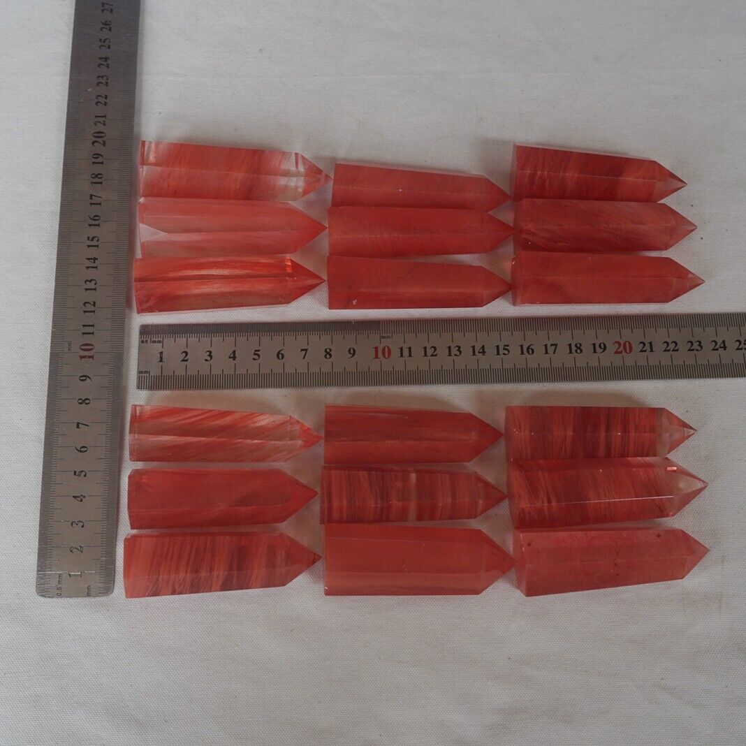 2KG 4.4LB 36Pcs Red Smelt Melting Quartz Crystal Point Tower Polished Healing