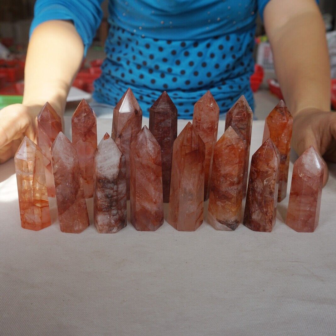 2KG 4.4LB 30Pcs Natural Red Hematoid Quartz Crystal Point Tower Polished Healing