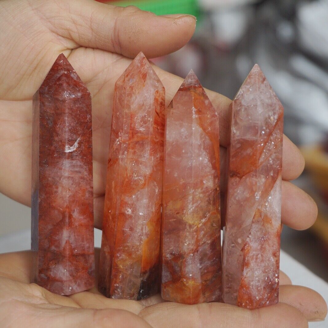 2KG 4.4LB 30Pcs Natural Red Hematoid Quartz Crystal Point Tower Polished Healing