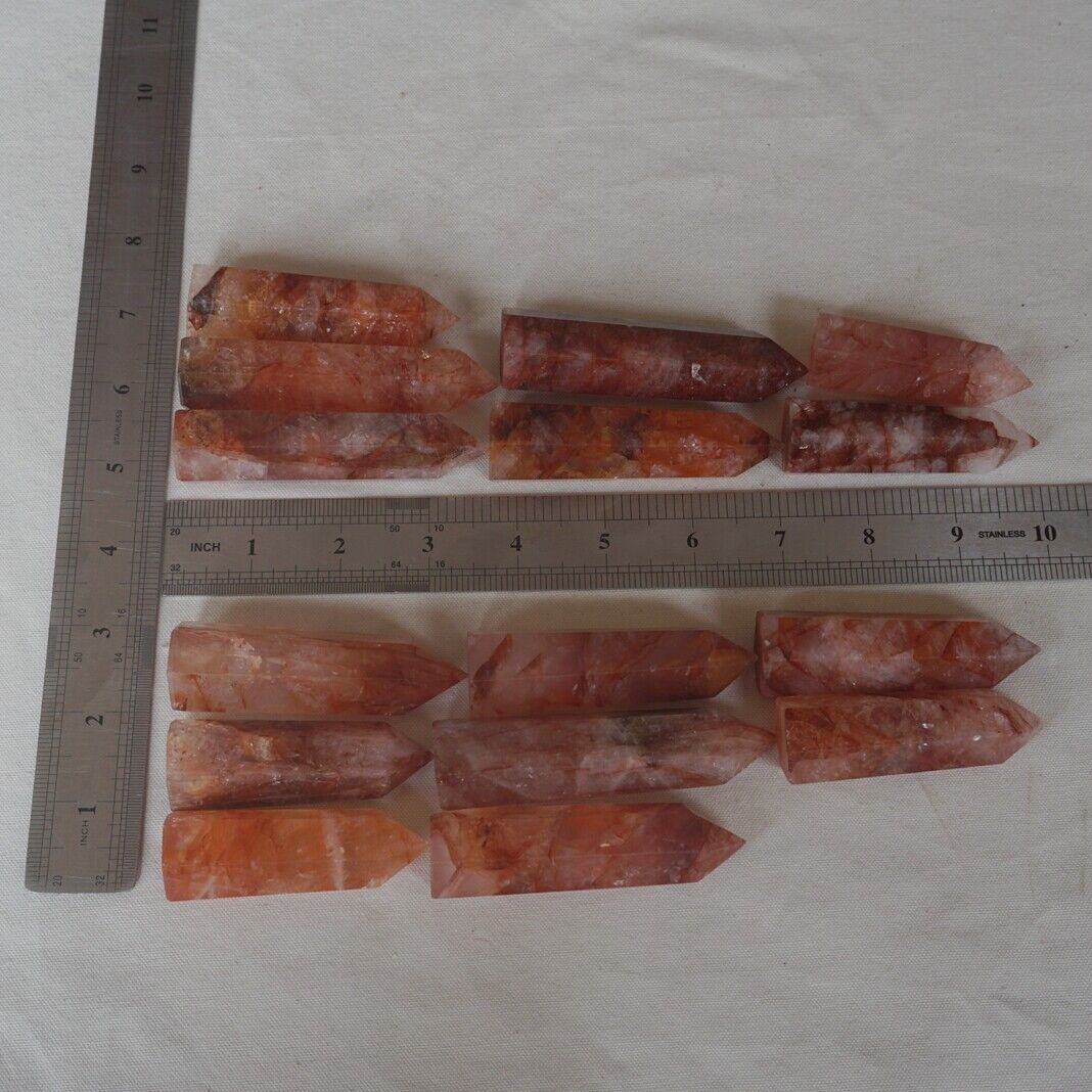 2KG 4.4LB 30Pcs Natural Red Hematoid Quartz Crystal Point Tower Polished Healing