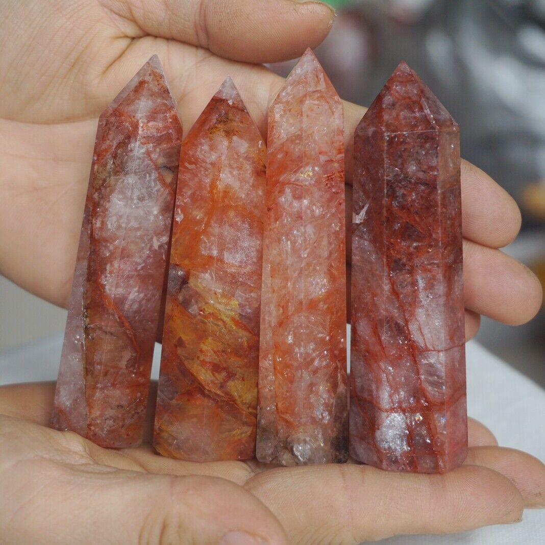 2KG 4.4LB 30Pcs Natural Red Hematoid Quartz Crystal Point Tower Polished Healing