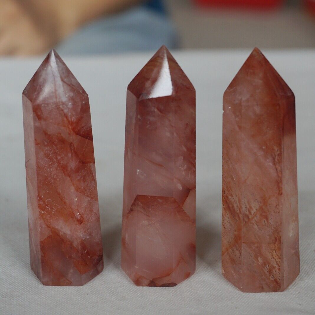 2KG 4.4LB 30Pcs Natural Red Hematoid Quartz Crystal Point Tower Polished Healing