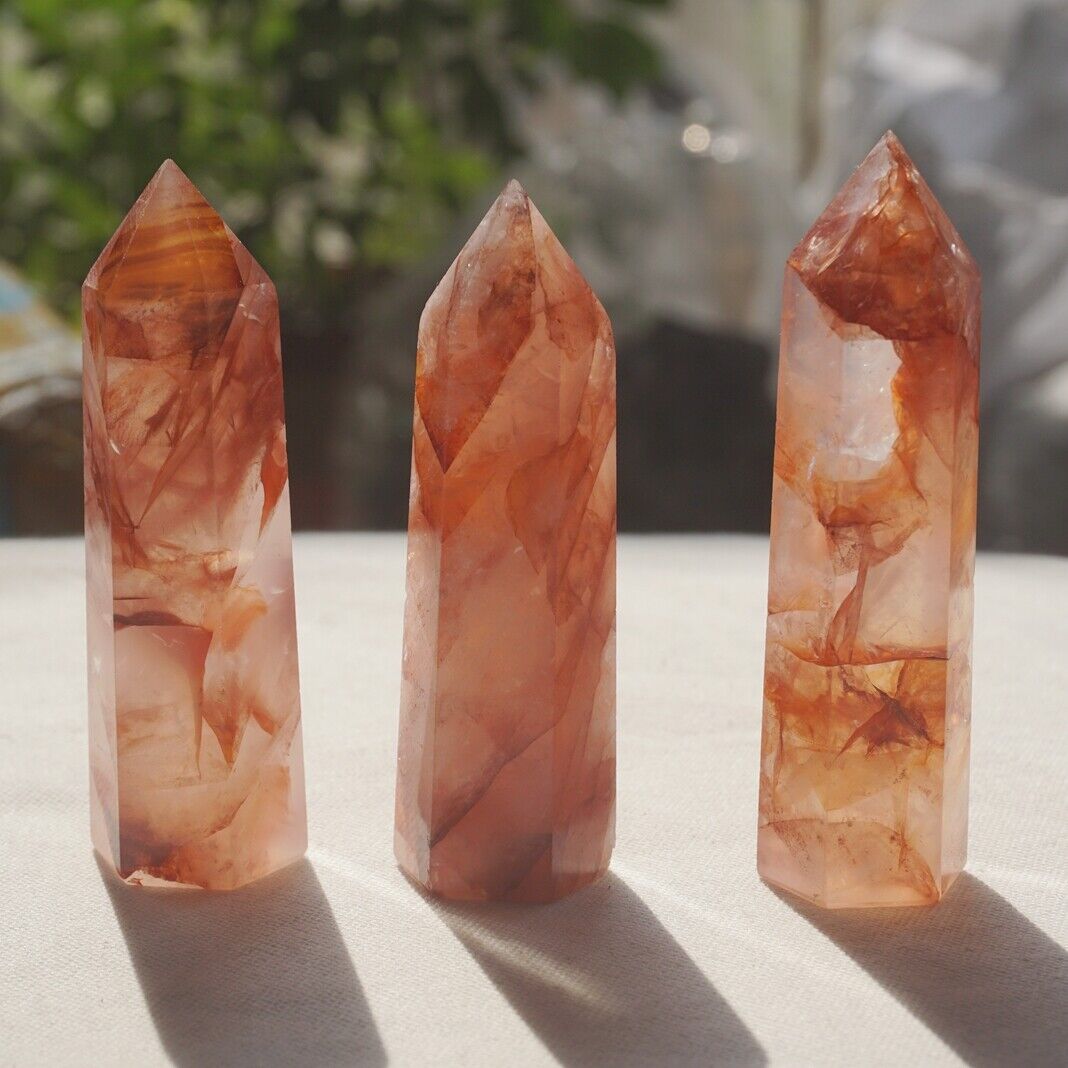 2KG 4.4LB 30Pcs Natural Red Hematoid Quartz Crystal Point Tower Polished Healing