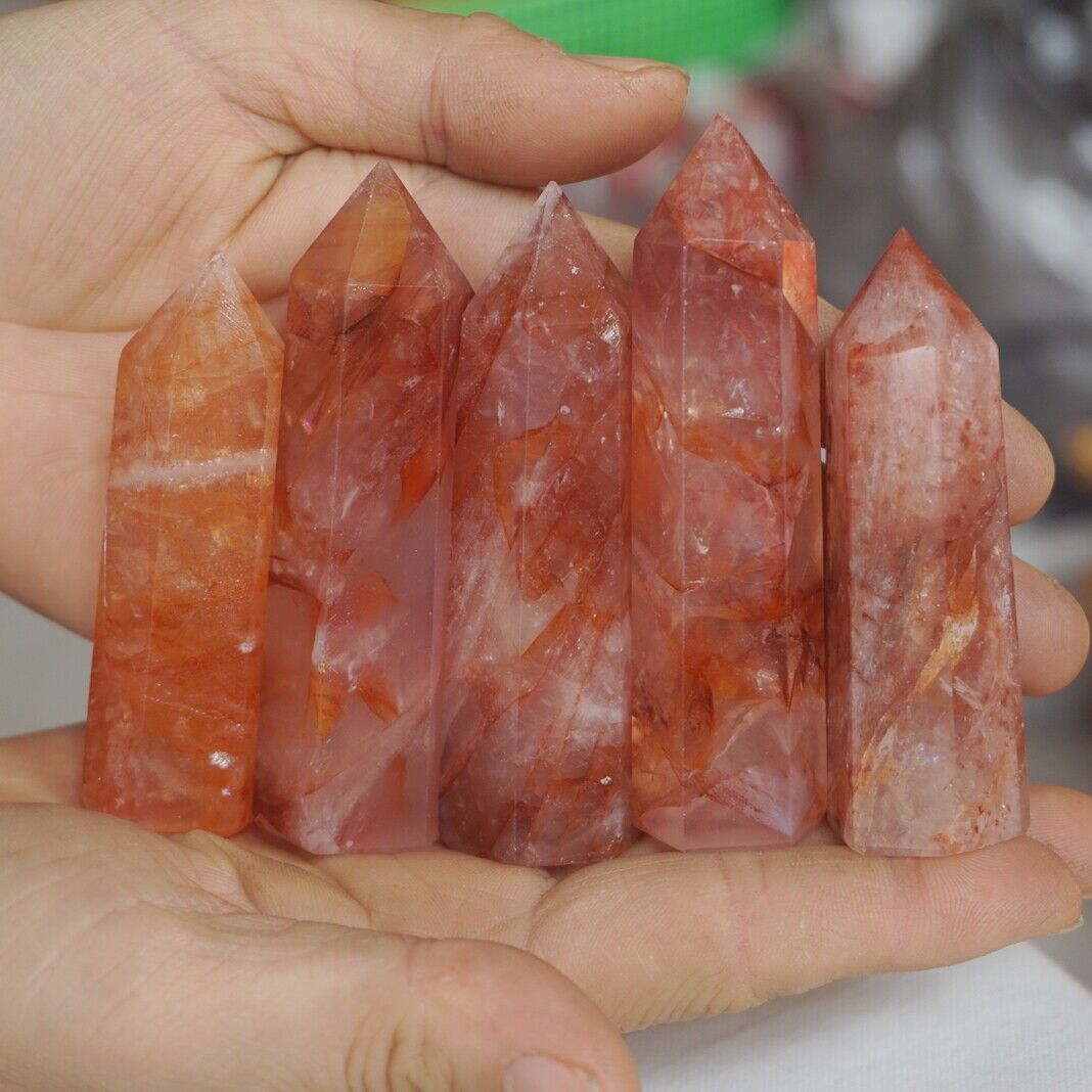 2KG 4.4LB 30Pcs Natural Red Hematoid Quartz Crystal Point Tower Polished Healing