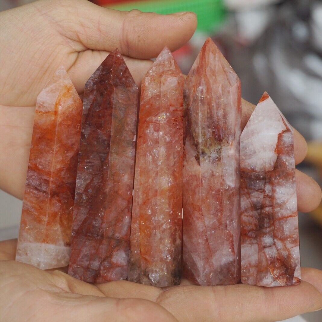 2KG 4.4LB 30Pcs Natural Red Hematoid Quartz Crystal Point Tower Polished Healing