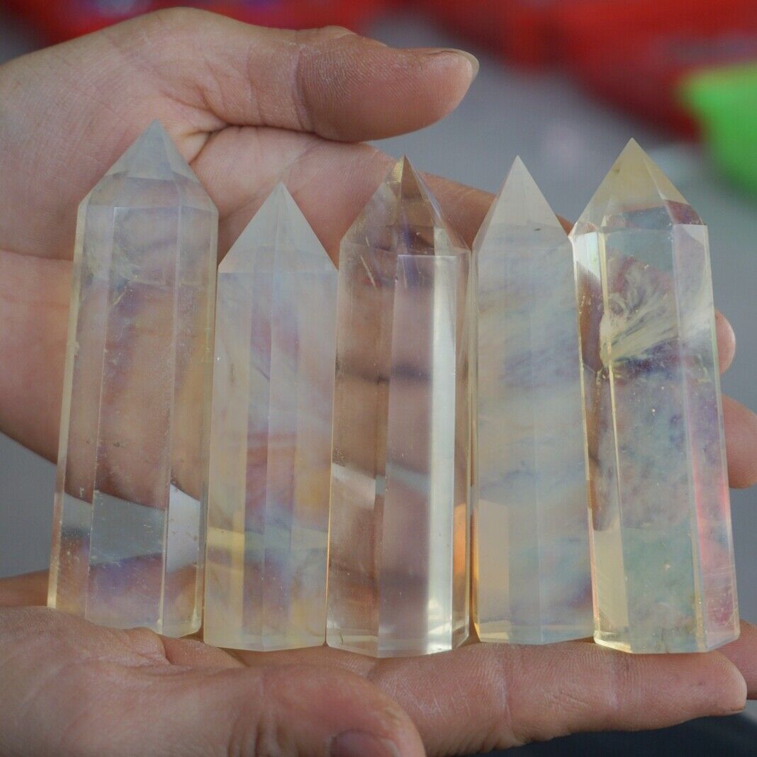 2KG 4.4LB 32Pcs Yellow Smelt Melting Quartz Crystal Point Tower Polished Healing