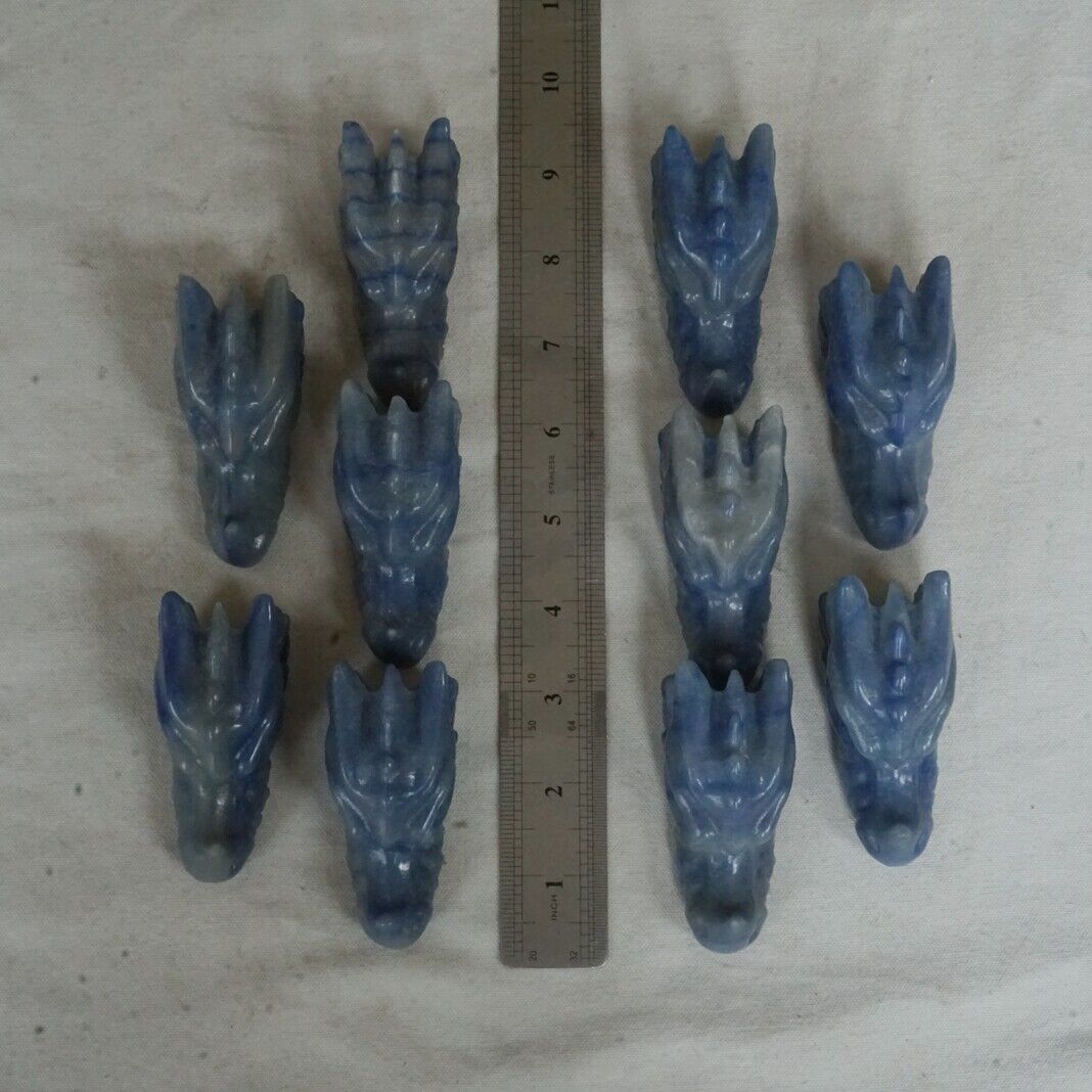 20Pcs 2.3KG Natural Blue Aventurine Jasper Crystal Dragon Head Carving Healing