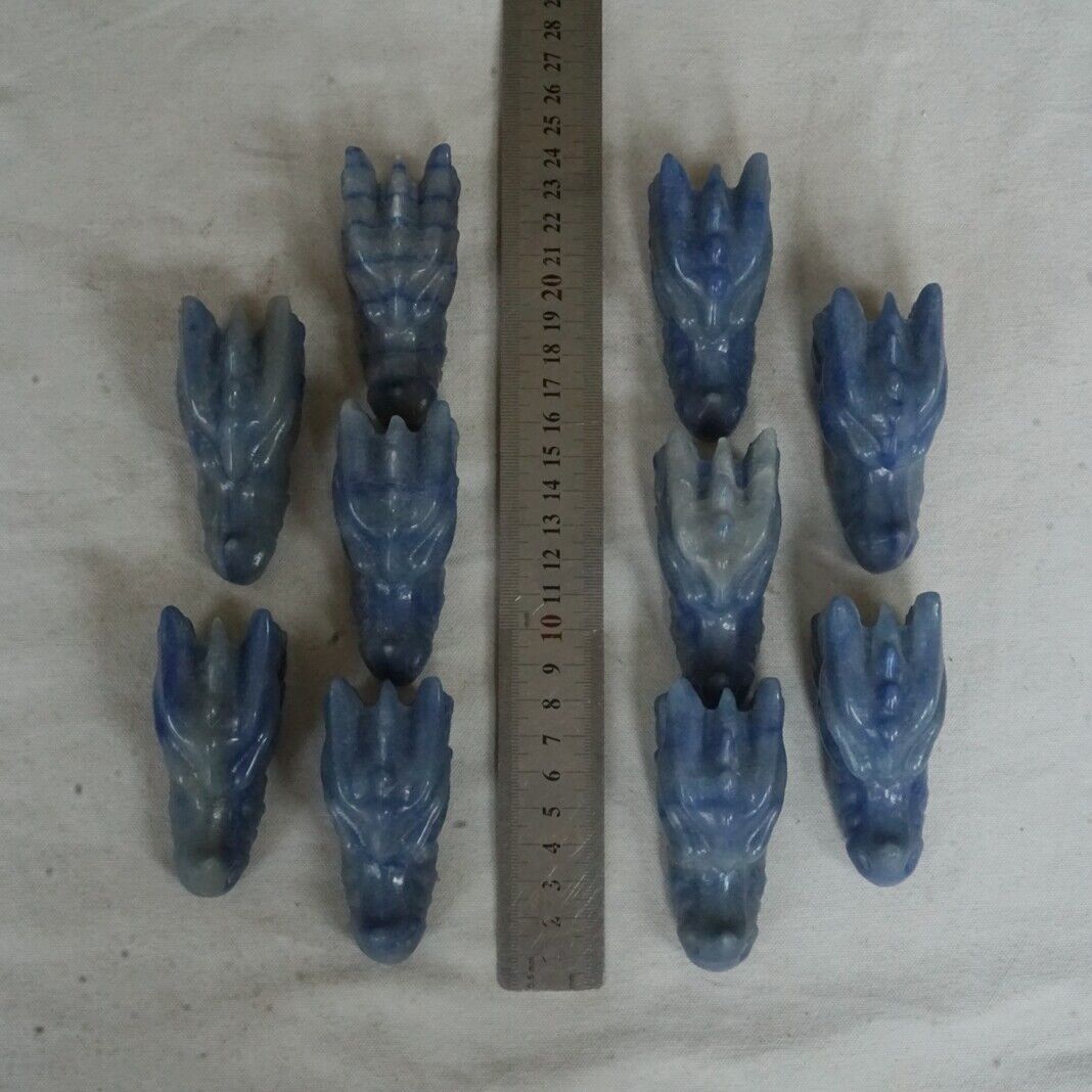 20Pcs 2.3KG Natural Blue Aventurine Jasper Crystal Dragon Head Carving Healing