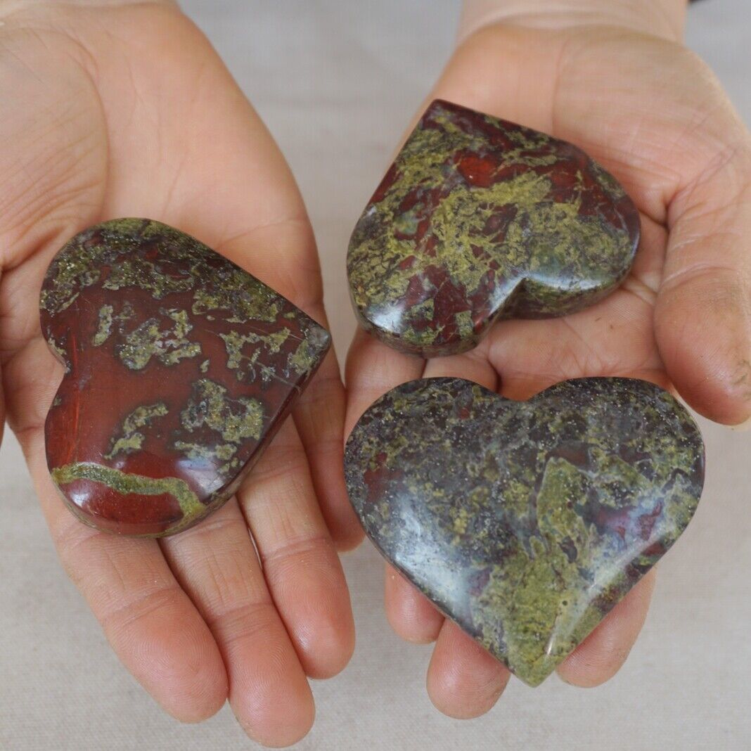 2KG 4.4LB 16Pcs Natural Dragon Blood Gem Stone Jasper Crystal Heart Palm Healing