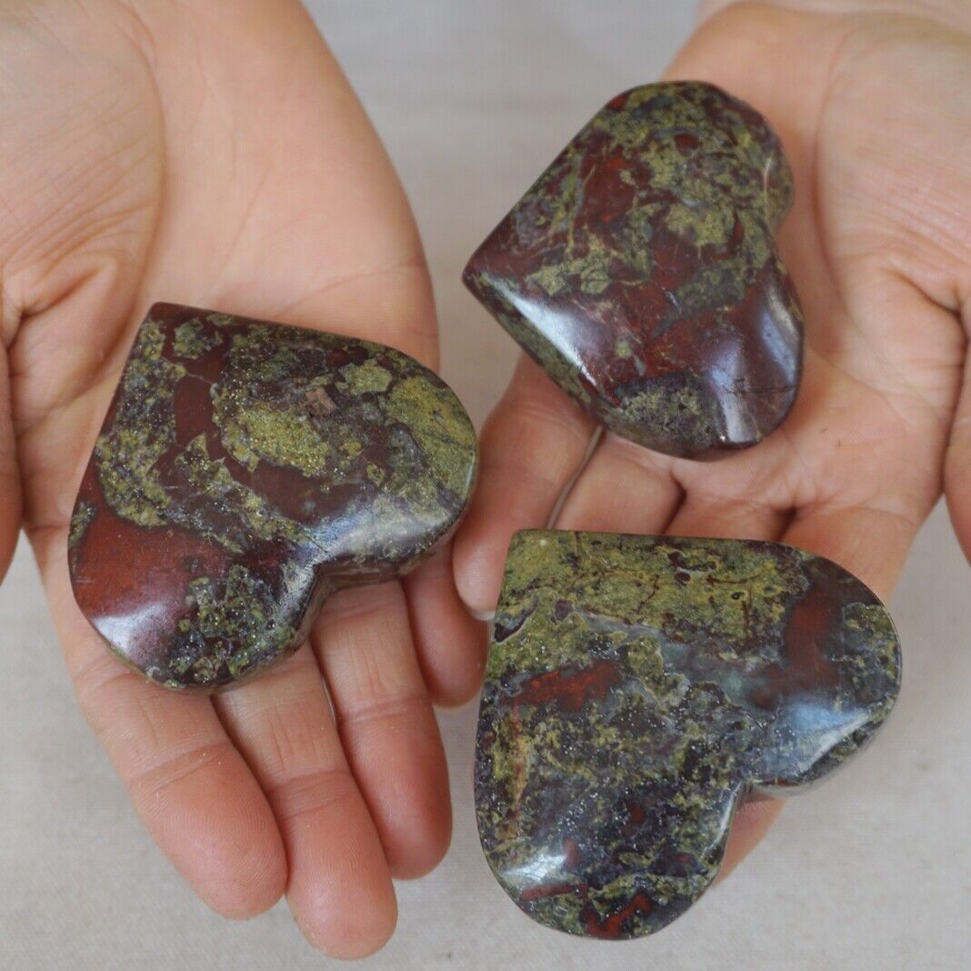 2KG 4.4LB 16Pcs Natural Dragon Blood Gem Stone Jasper Crystal Heart Palm Healing