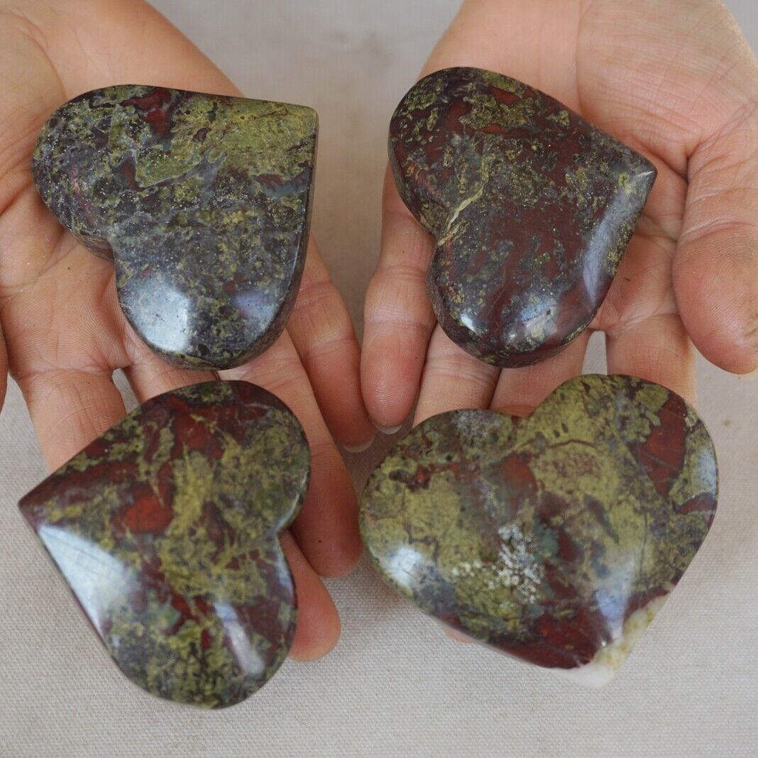 2KG 4.4LB 16Pcs Natural Dragon Blood Gem Stone Jasper Crystal Heart Palm Healing