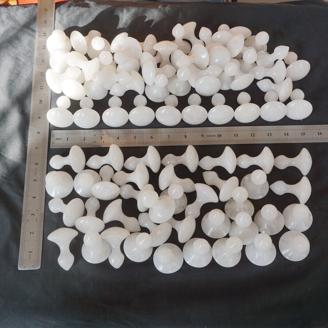 2KG 36Pcs 2" 4.4LB Natural White Quartz Crystal Mushroom Massage Stick Wands Healing