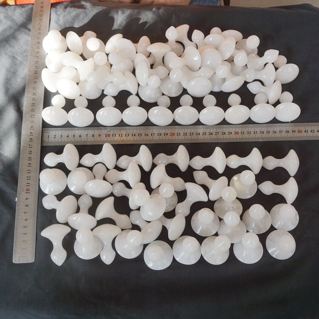 2KG 36Pcs 2" 4.4LB Natural White Quartz Crystal Mushroom Massage Stick Wands Healing