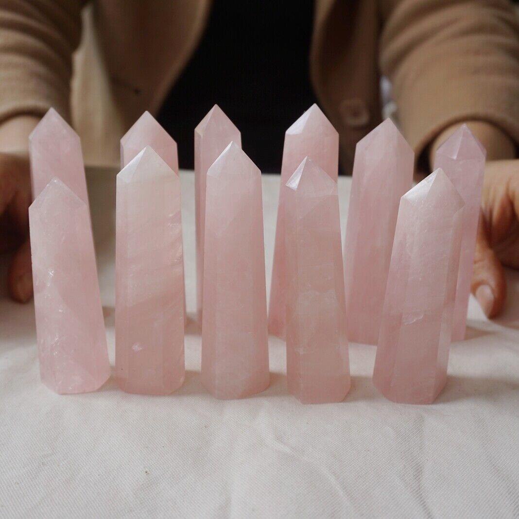 5KG 11LB 60Pcs Natural Pink Rose Quartz Crystal Point Tower Healing Wholesales