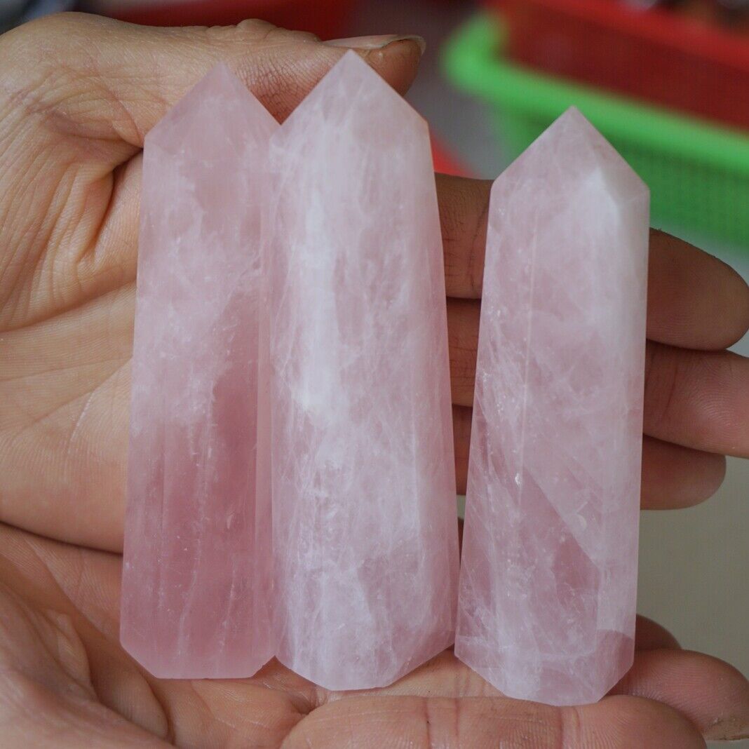 5KG 11LB 60Pcs Natural Pink Rose Quartz Crystal Point Tower Healing Wholesales