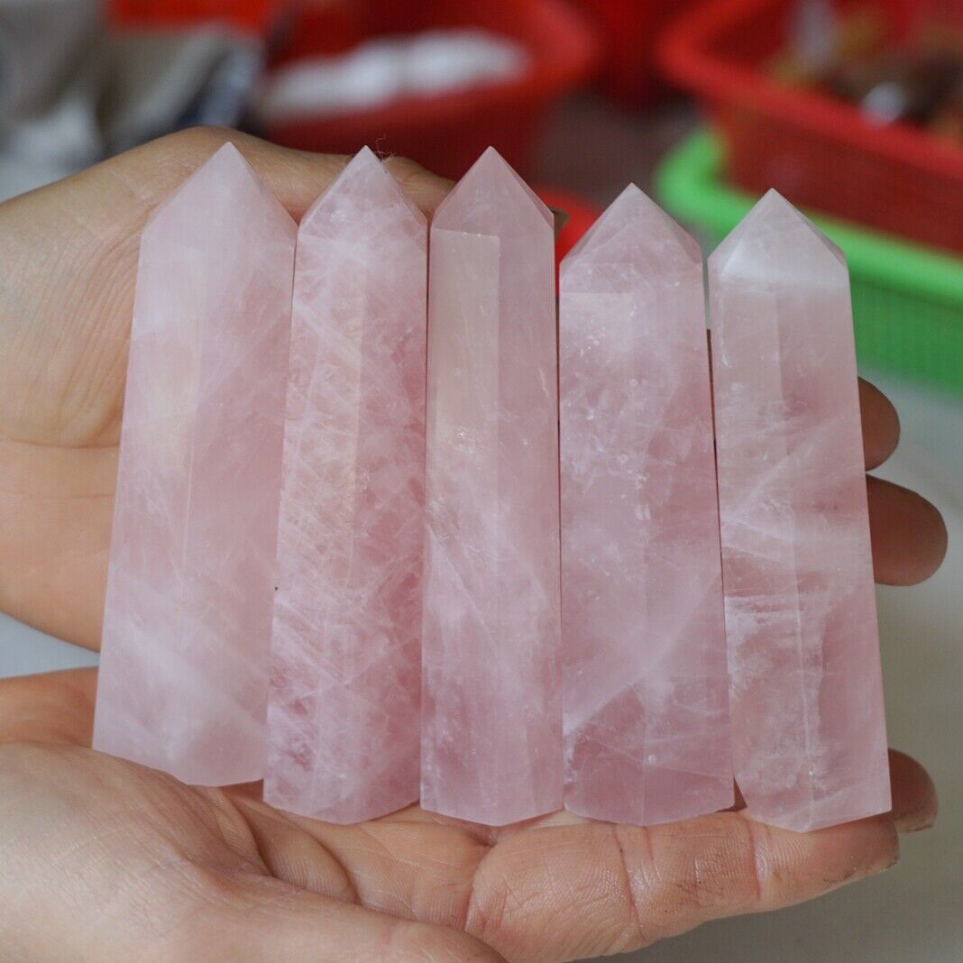 5KG 11LB 60Pcs Natural Pink Rose Quartz Crystal Point Tower Healing Wholesales