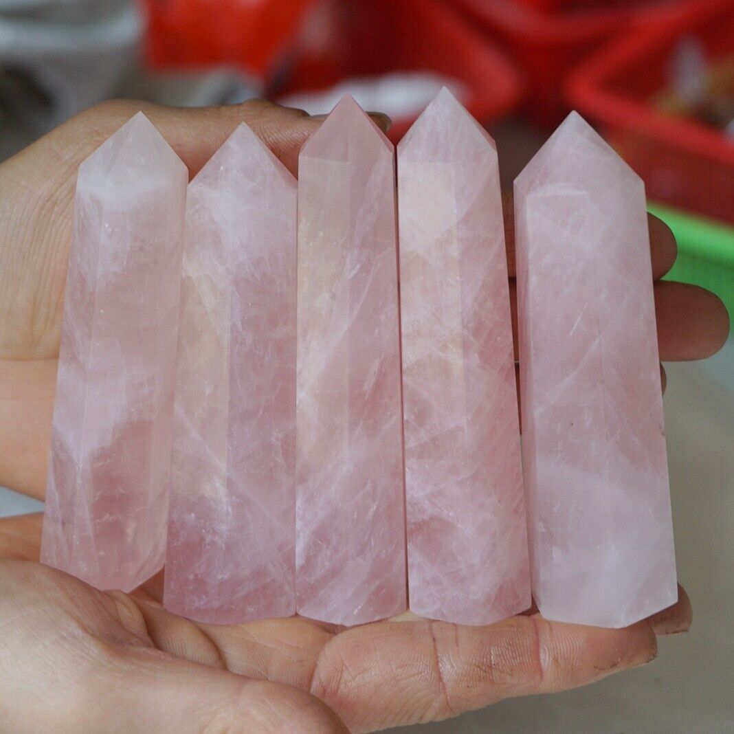 5KG 11LB 60Pcs Natural Pink Rose Quartz Crystal Point Tower Healing Wholesales