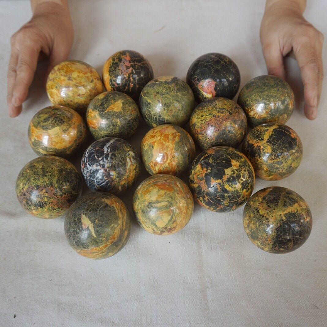 5KG 11LB 16Pcs Natural Realgar Ore Stone Crystal Sphere Ball Healing Fengshi China 54-61mm