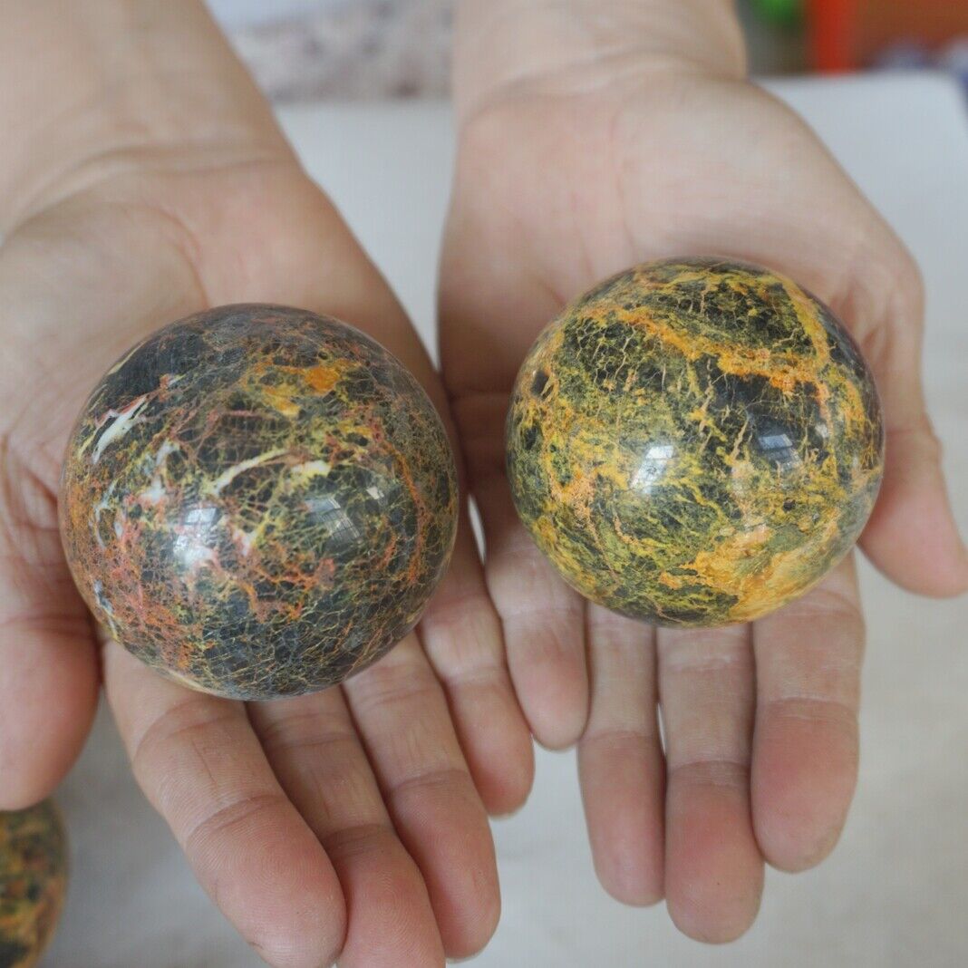 5KG 11LB 16Pcs Natural Realgar Ore Stone Crystal Sphere Ball Healing Fengshi China 54-61mm