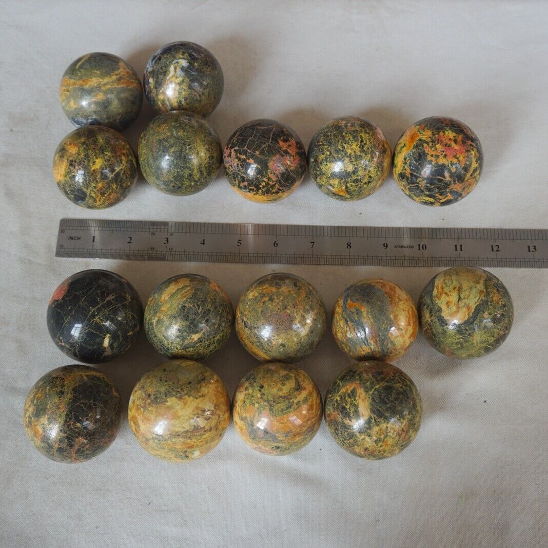 5KG 11LB 16Pcs Natural Realgar Ore Stone Crystal Sphere Ball Healing Fengshi China 54-61mm