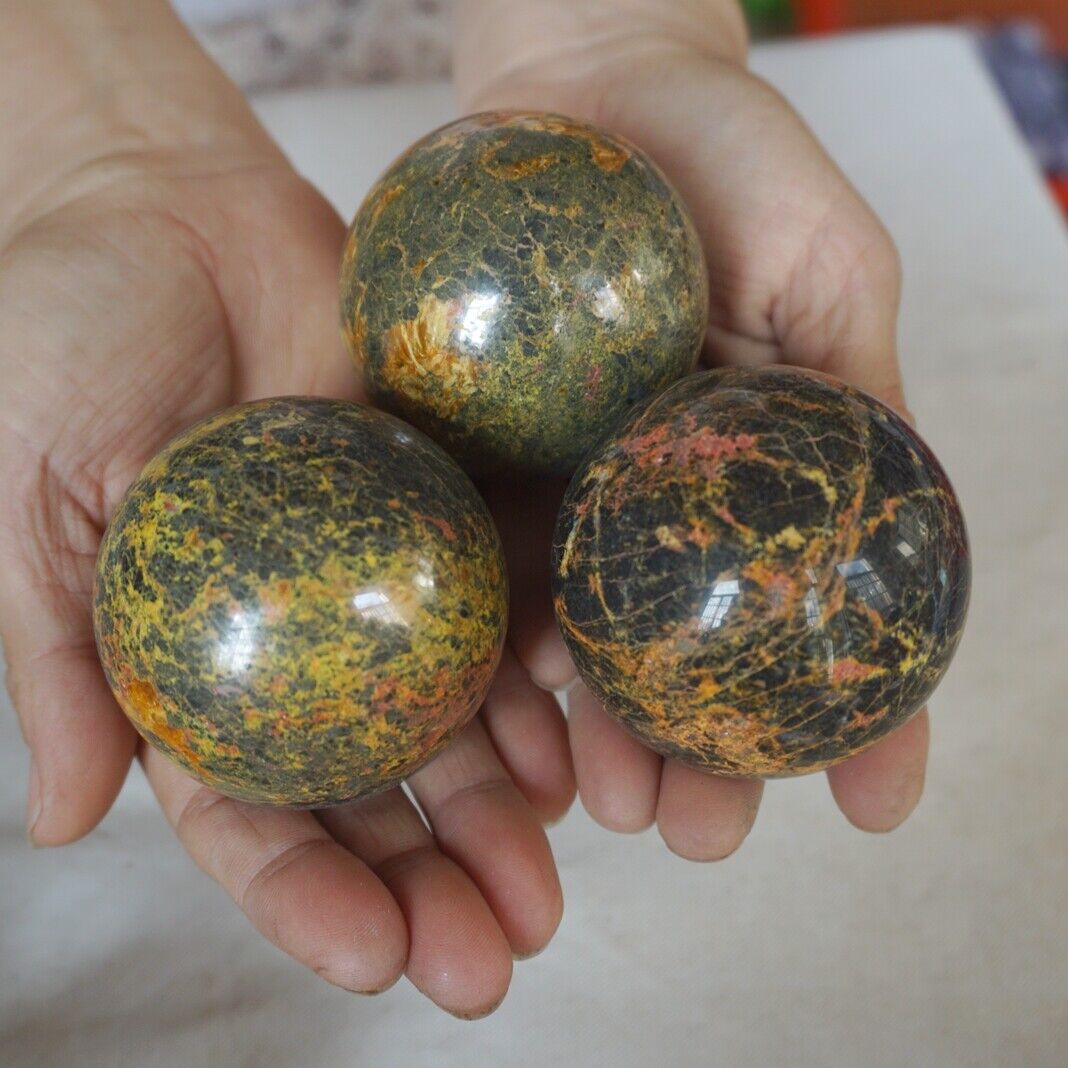 5KG 11LB 16Pcs Natural Realgar Ore Stone Crystal Sphere Ball Healing Fengshi China 54-61mm