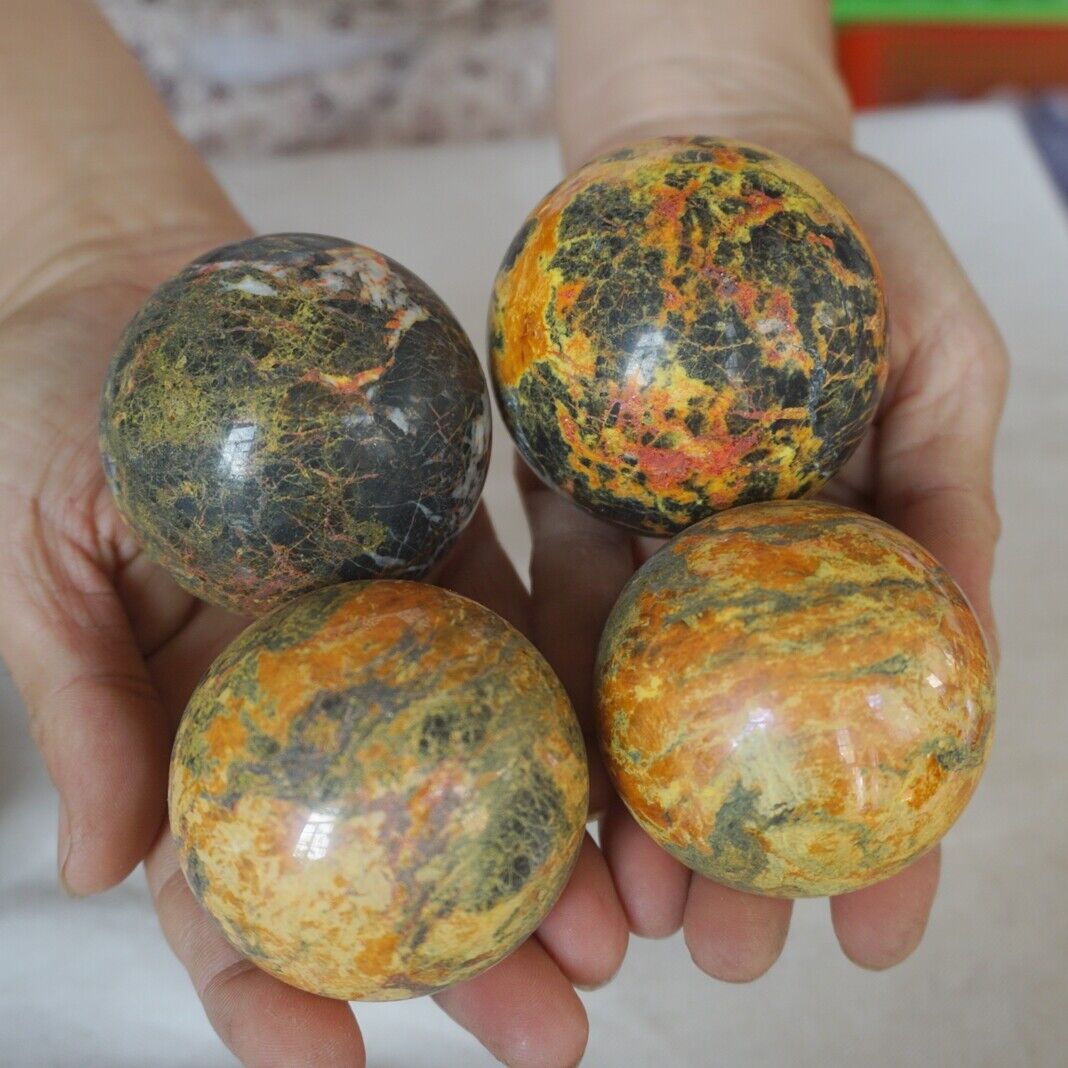 5KG 11LB 16Pcs Natural Realgar Ore Stone Crystal Sphere Ball Healing Fengshi China 54-61mm