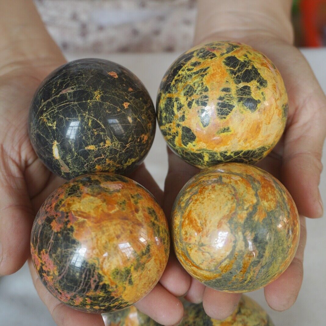 5KG 11LB 16Pcs Natural Realgar Ore Stone Crystal Sphere Ball Healing Fengshi China 54-61mm