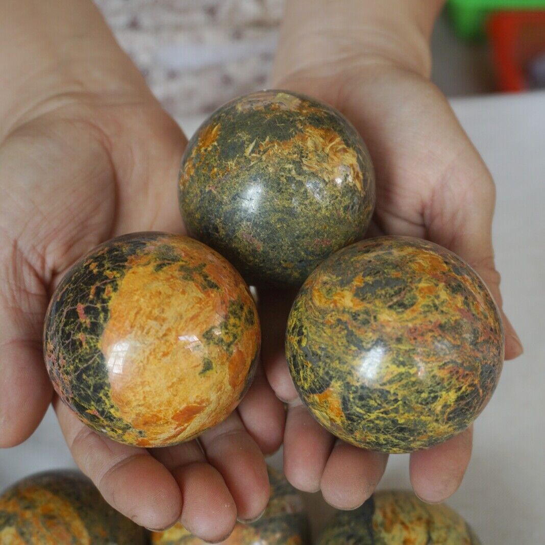 5KG 11LB 16Pcs Natural Realgar Ore Stone Crystal Sphere Ball Healing Fengshi China 54-61mm