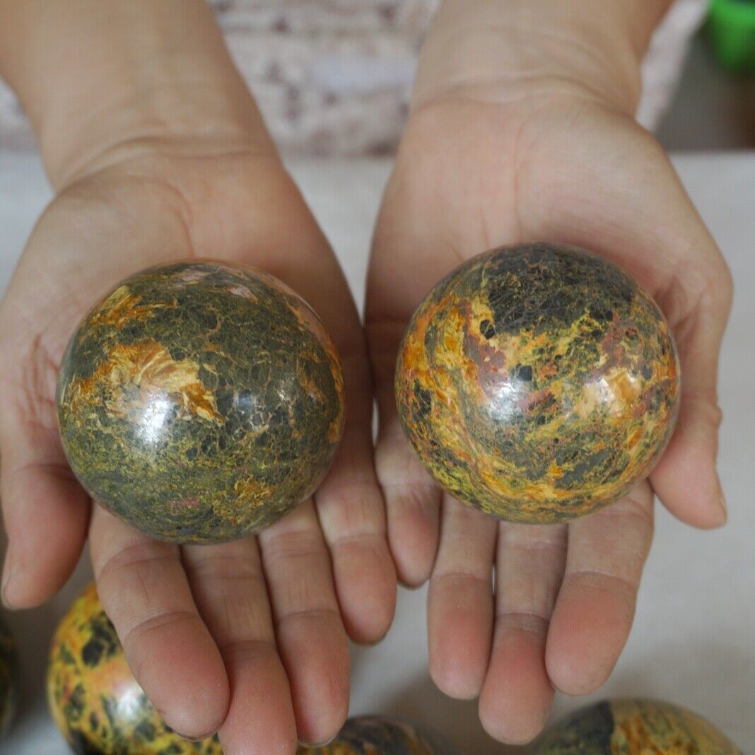 5KG 11LB 16Pcs Natural Realgar Ore Stone Crystal Sphere Ball Healing Fengshi China 54-61mm