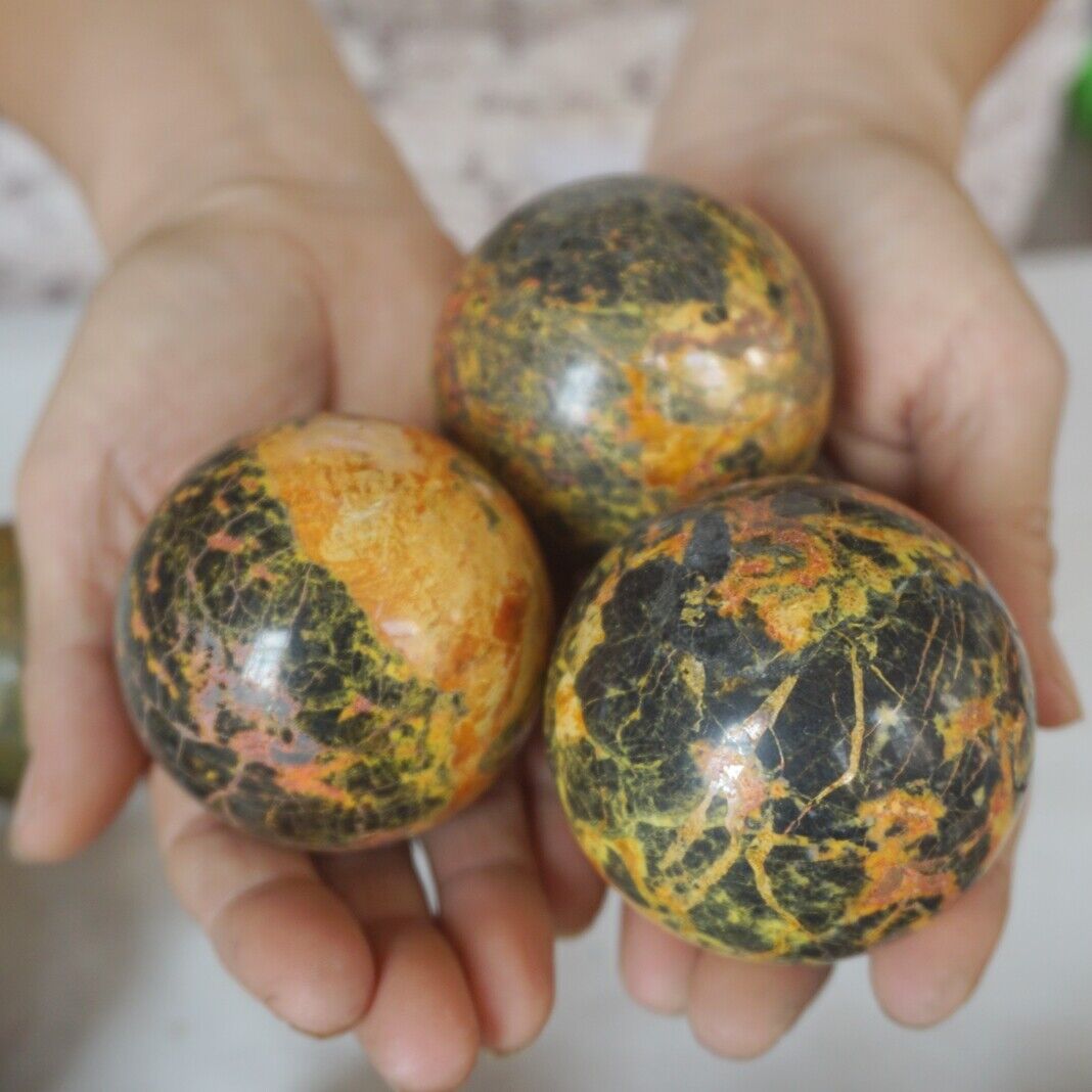 5KG 11LB 16Pcs Natural Realgar Ore Stone Crystal Sphere Ball Healing Fengshi China 54-61mm