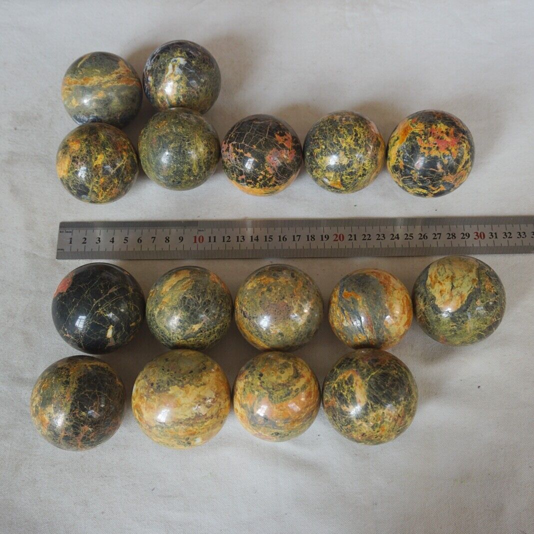 5KG 11LB 16Pcs Natural Realgar Ore Stone Crystal Sphere Ball Healing Fengshi China 54-61mm