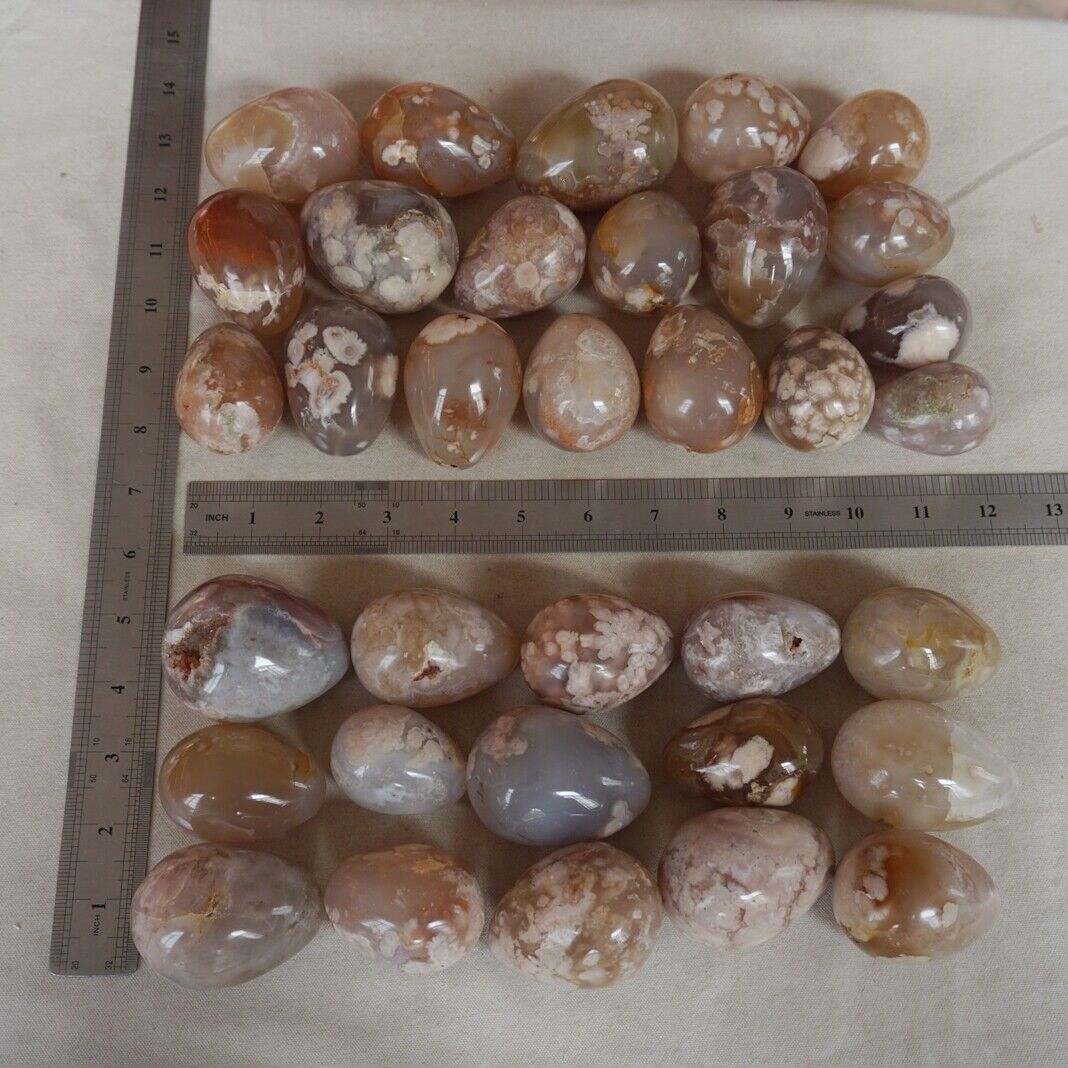 5KG 11LB 34Pcs Natural Phantom Ghost Carnelian Agate Crystal Eggs Carving Healing