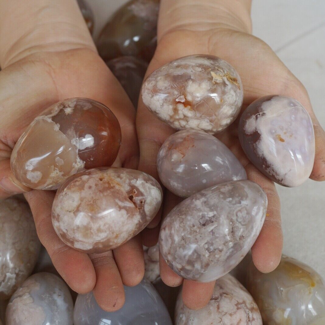 5KG 11LB 34Pcs Natural Phantom Ghost Carnelian Agate Crystal Eggs Carving Healing