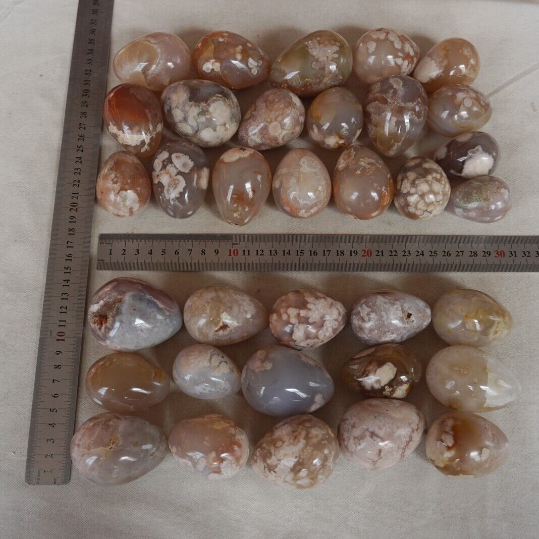 5KG 11LB 34Pcs Natural Phantom Ghost Carnelian Agate Crystal Eggs Carving Healing